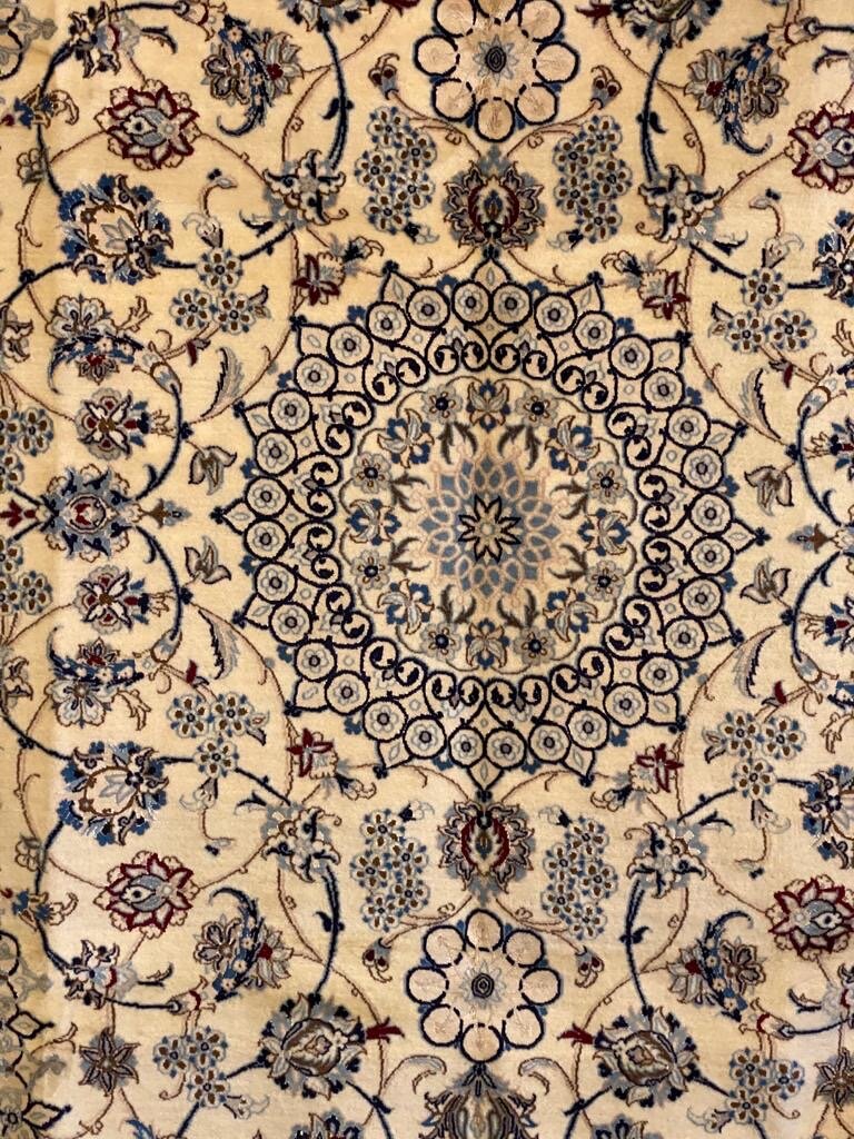 Persian Nain rug hand knotted Silk and wool pile area rug 300cm x 200cm