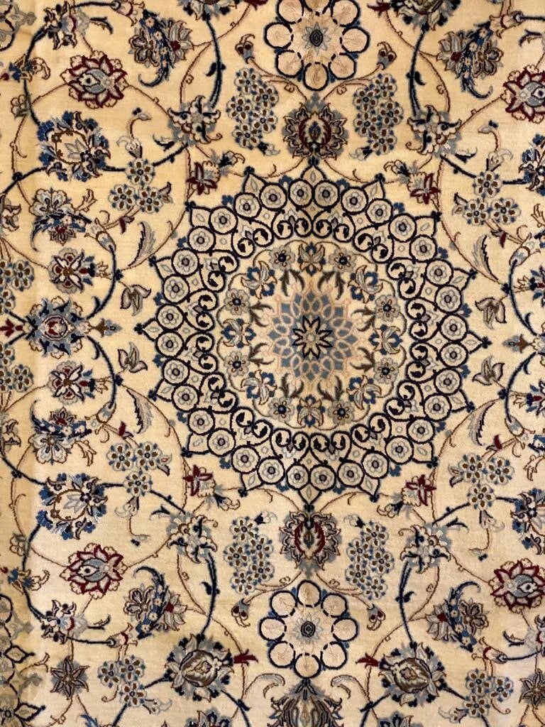 Persian Nain rug hand knotted Silk and wool pile area rug 300cm x 200cm