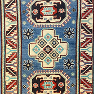 Tribal Kazak Pure Wool Pile Hand Knotted Afghan