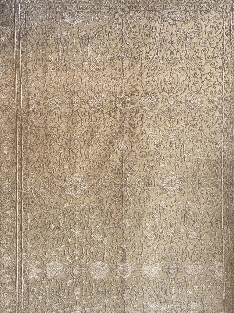 Indo Persian Ziegler Silk and wool pile hand knotted rug 276cm x 183cm