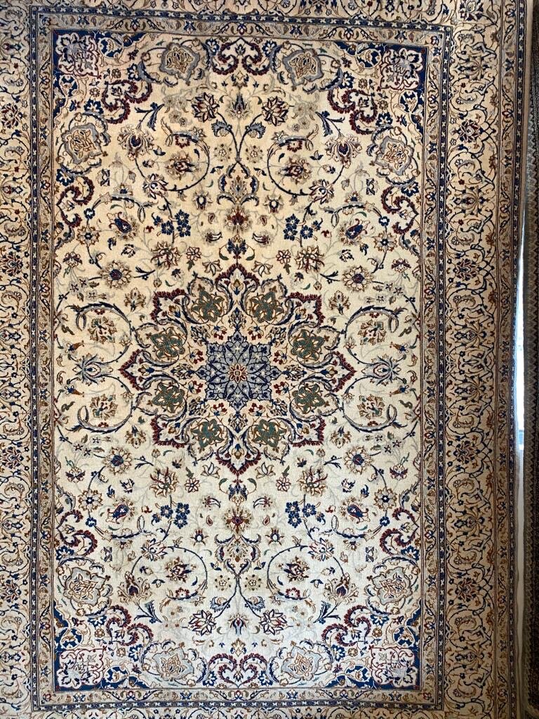 Persian Nain rug pure wool pile silk highlights hand knotted 306cm x 215cm