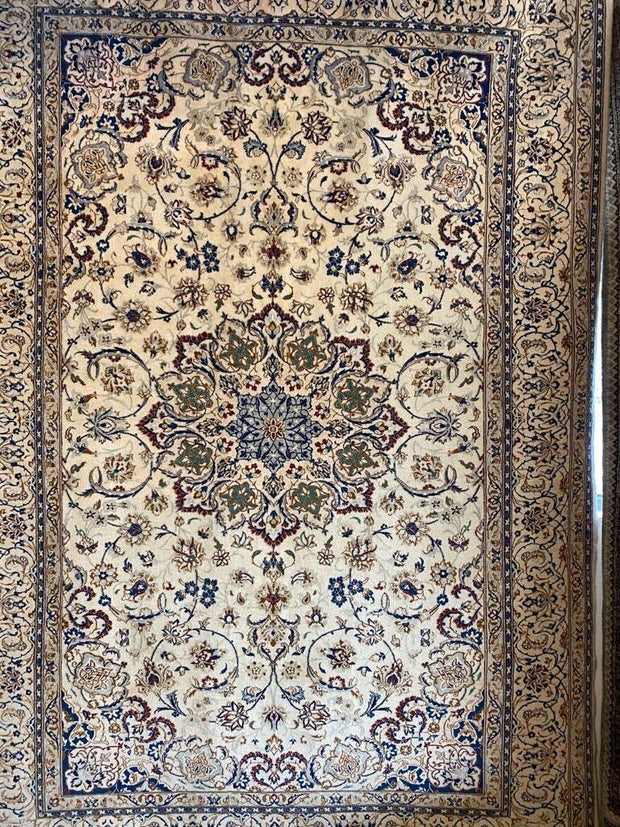 Persian Nain rug pure wool pile silk highlights hand knotted 306cm x 215cm