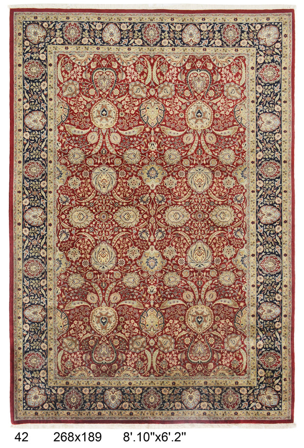 268cm x 198cm Hand Knotted pure wool pile Kashmiri area rug
