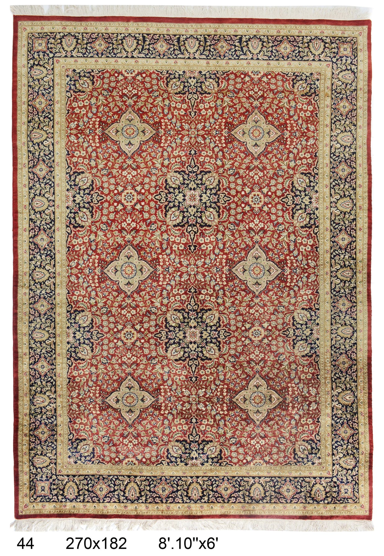 270cm x 182 Hand Knotted pure wool pile area rug Kashmiri