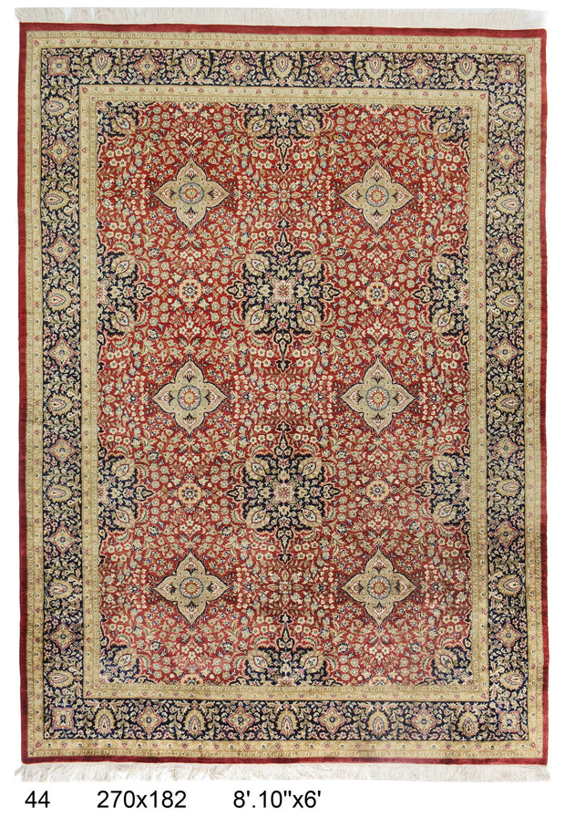 270cm x 182 Hand Knotted pure wool pile area rug Kashmiri