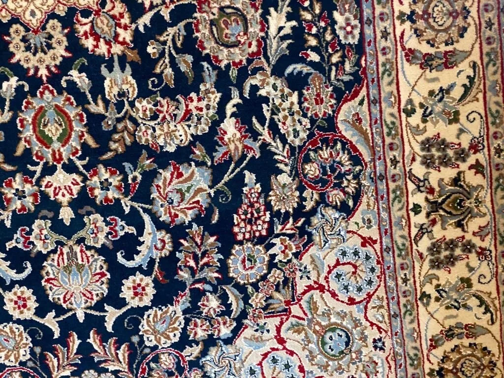 Persian Nain rug wool and silk area rug hand knotted 299cm x 189cm