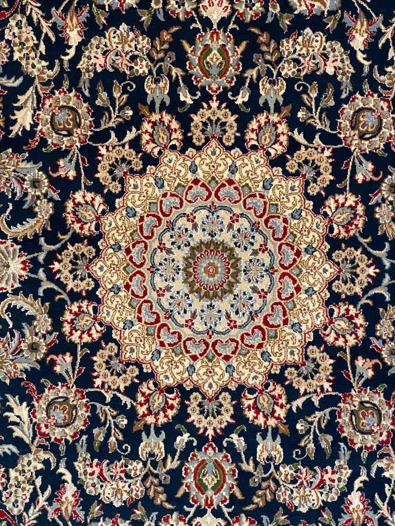 Persian Nain rug wool and silk area rug hand knotted 299cm x 189cm