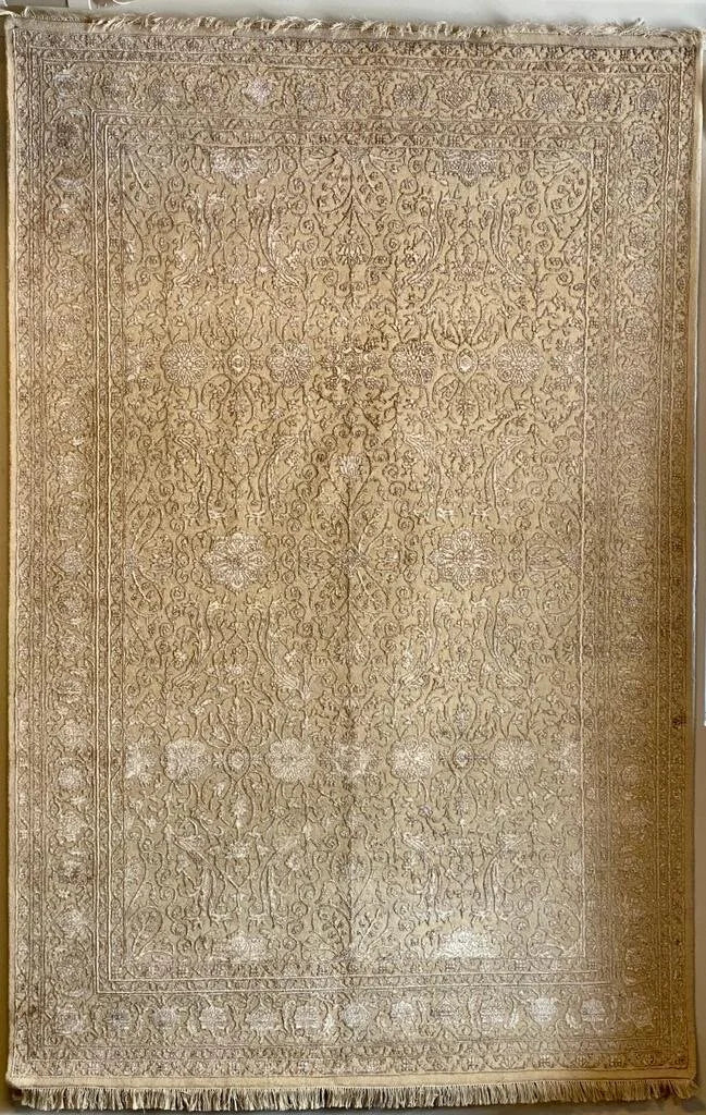 Indo Persian Ziegler Silk and wool pile hand knotted rug 276cm x 183cm