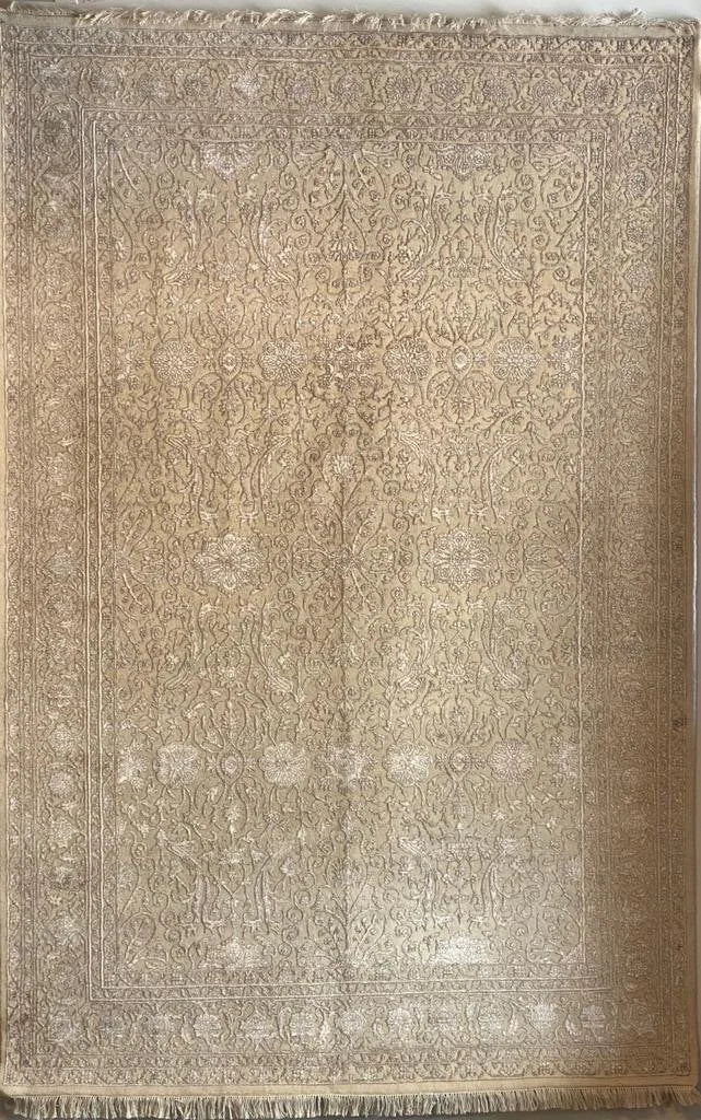 Indo Persian Ziegler Silk and wool pile hand knotted rug 276cm x 183cm