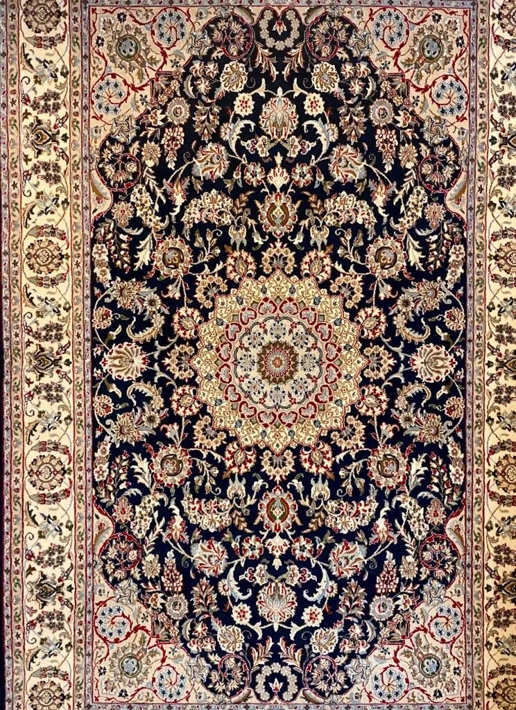 Persian Nain rug wool and silk area rug hand knotted 299cm x 189cm