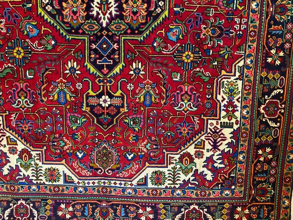 Persian Tabriz area rug pure wool pile hand knotted rug 300cm x 207cm