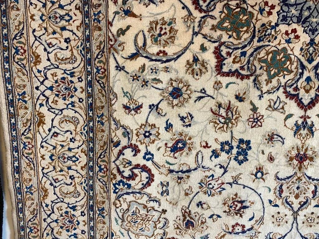 Persian Nain rug pure wool pile silk highlights hand knotted 306cm x 215cm