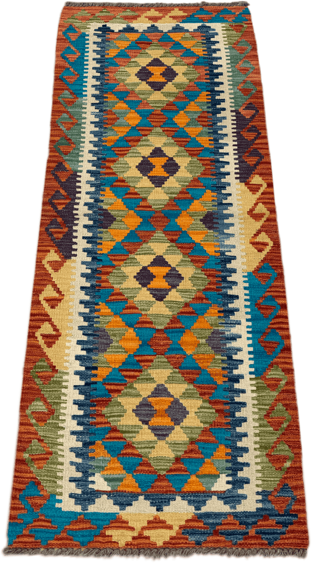 Chobi Kilim Rug - 196 cm x 68 cm