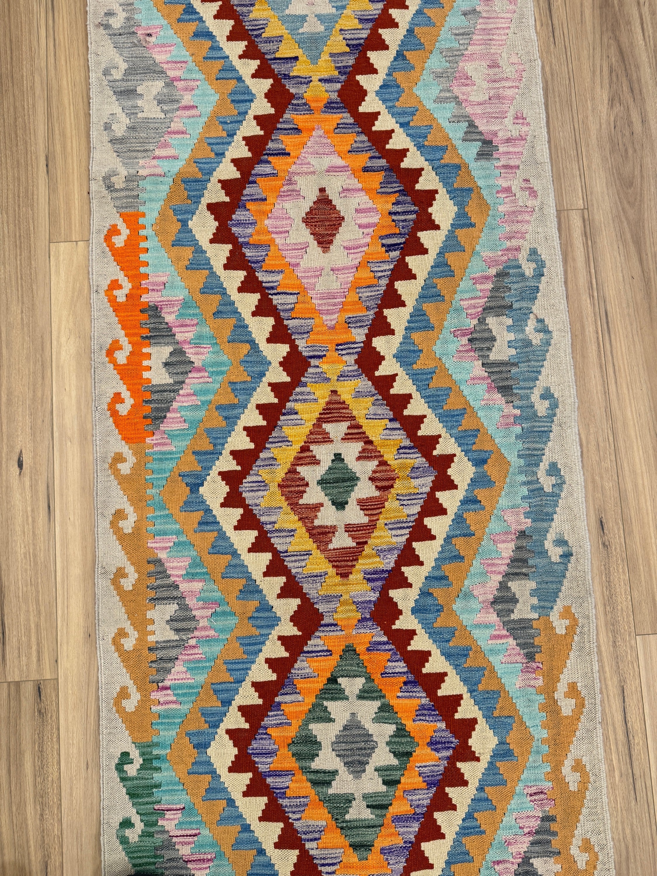 Chobi Kilim Rug - 296 cm x 82 cm