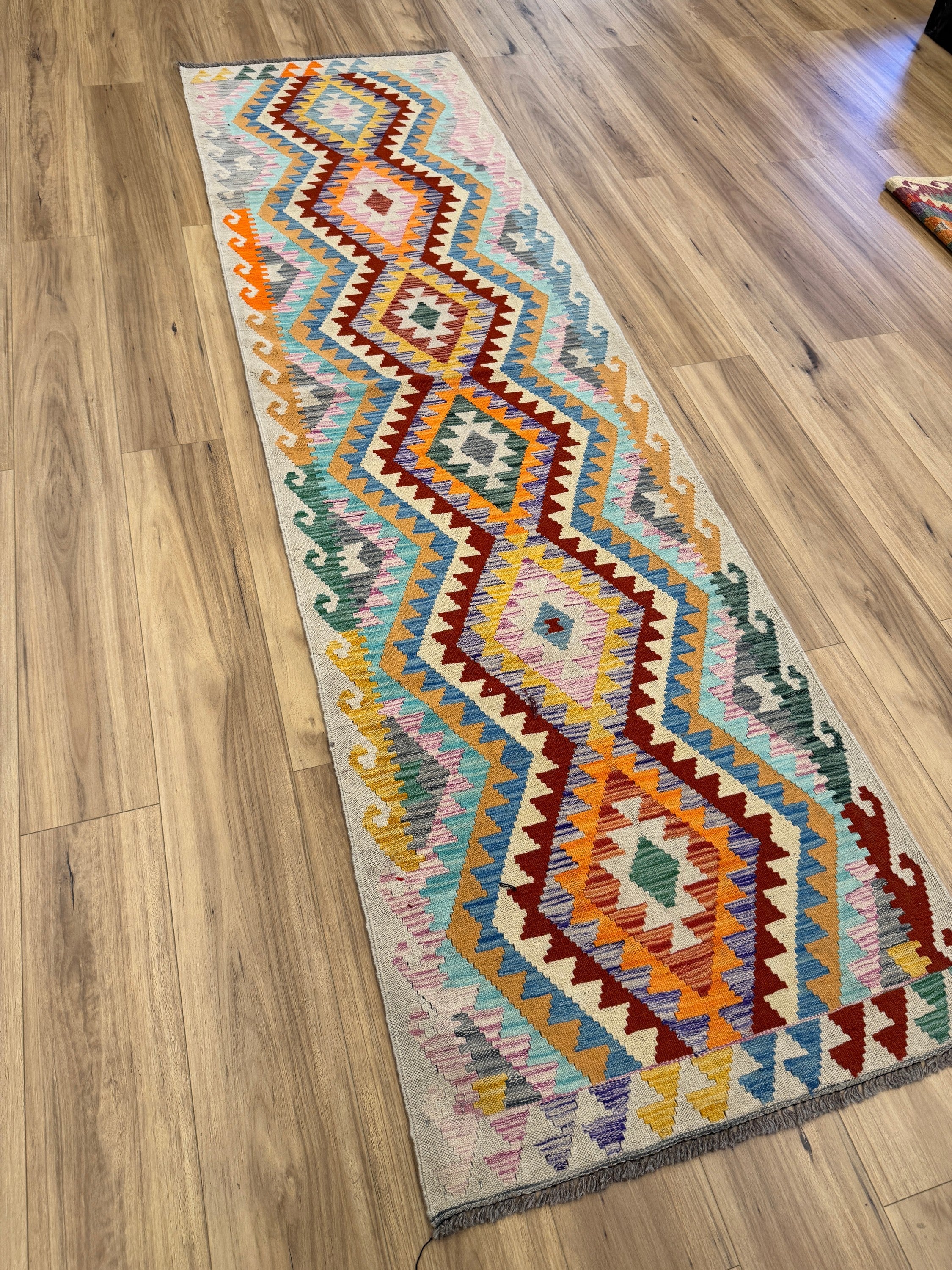 Chobi Kilim Rug - 296 cm x 82 cm