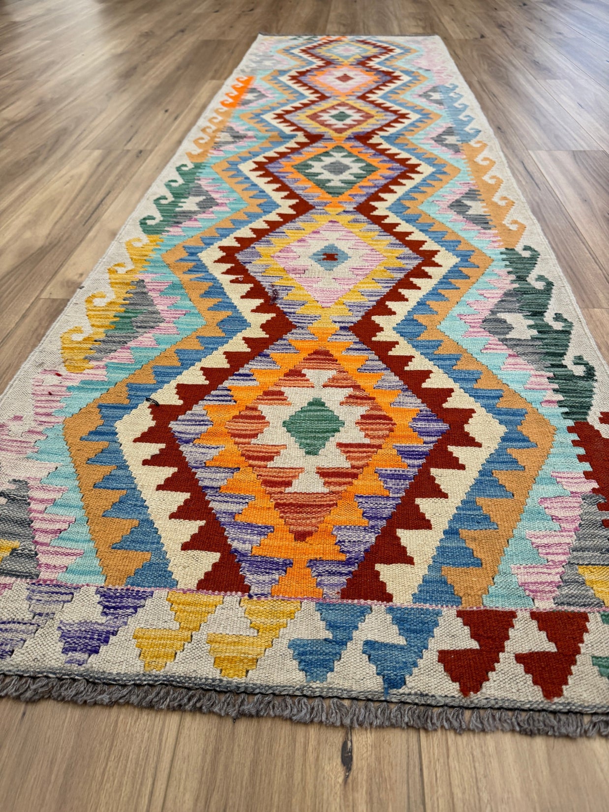 Chobi Kilim Rug - 296 cm x 82 cm