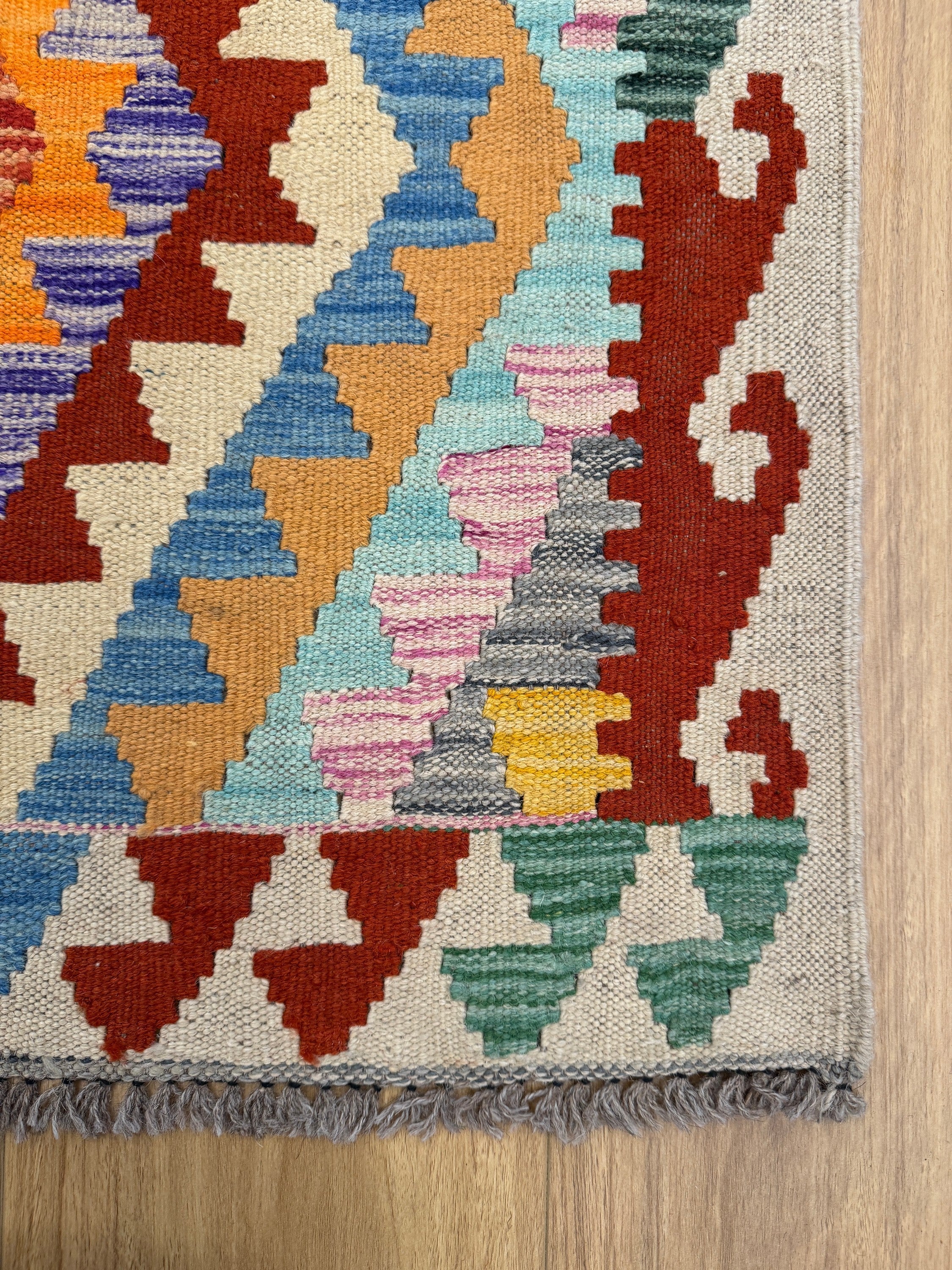 Chobi Kilim Rug - 296 cm x 82 cm