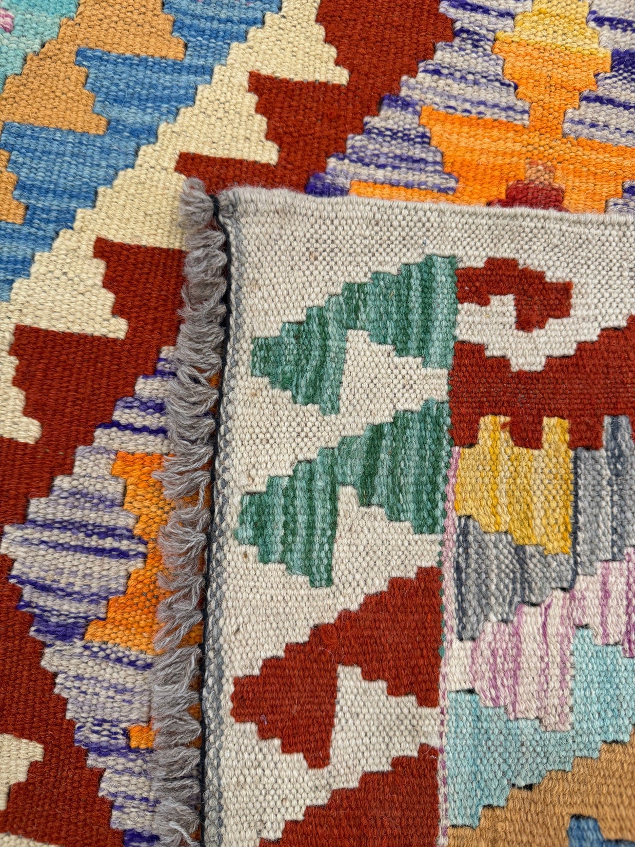 Chobi Kilim Rug - 296 cm x 82 cm