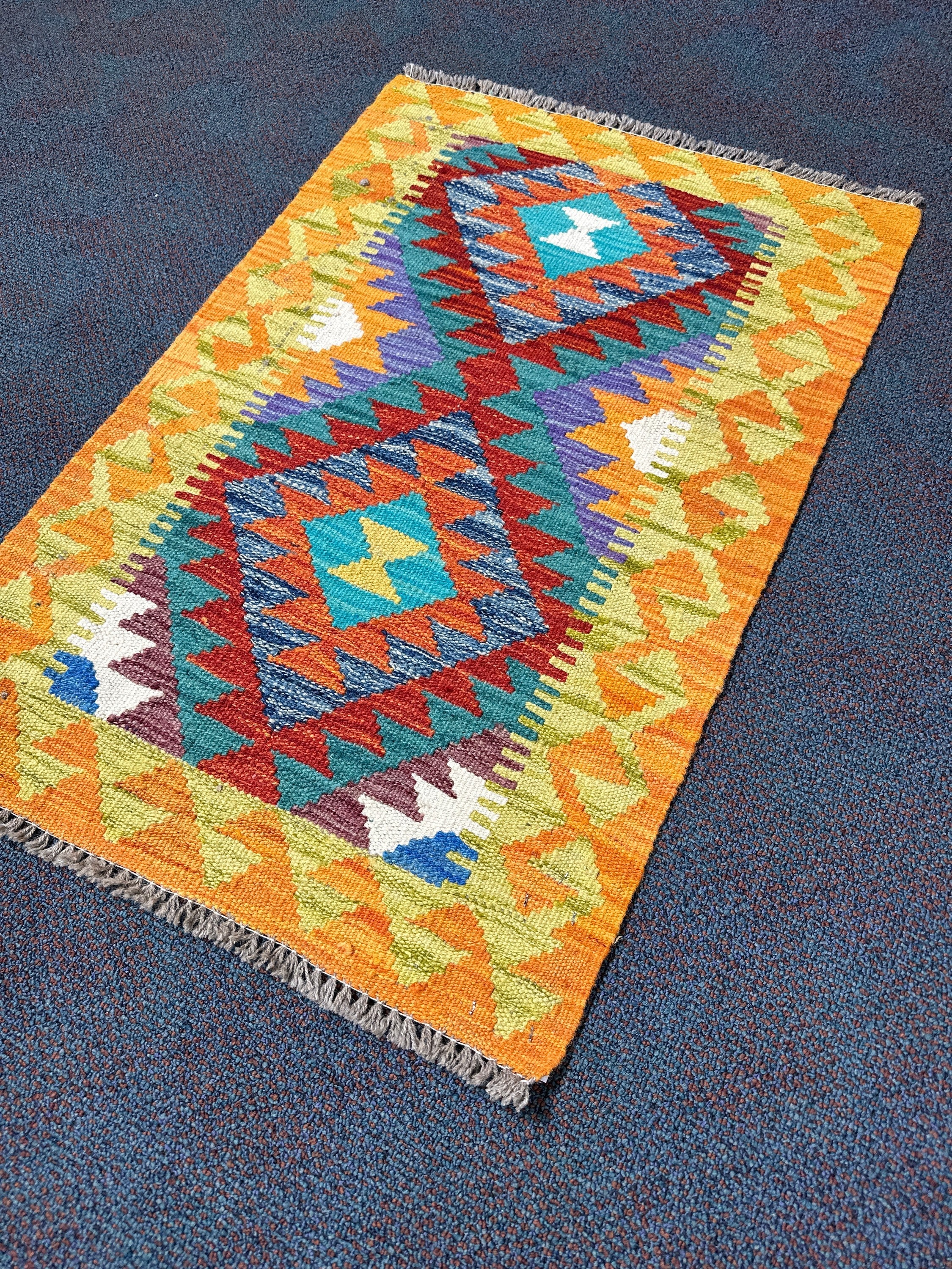 Chobi Kilim Rug - 87 cm x 58 cm