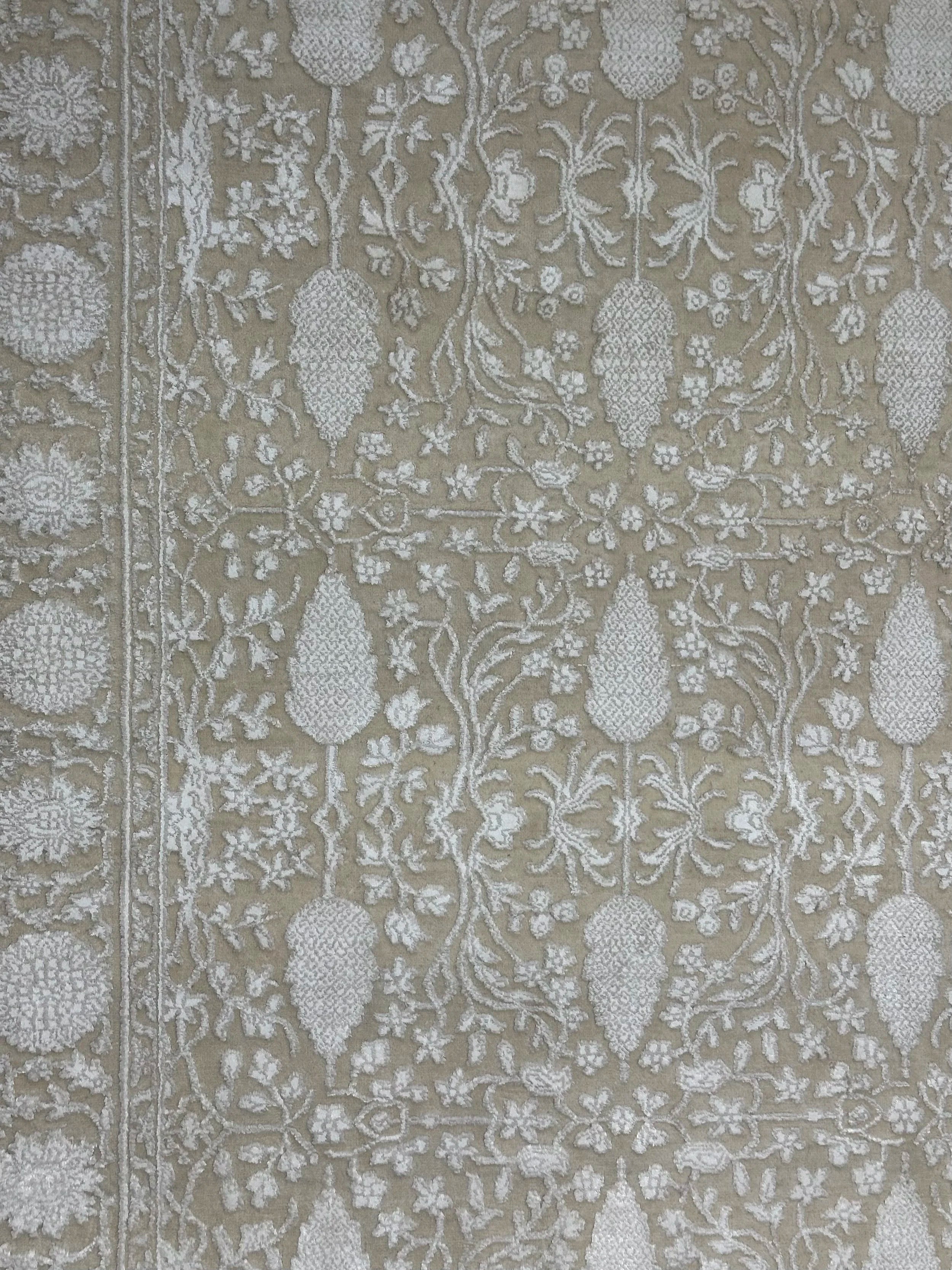 Hand Knotted Silk And wool Indian Rug