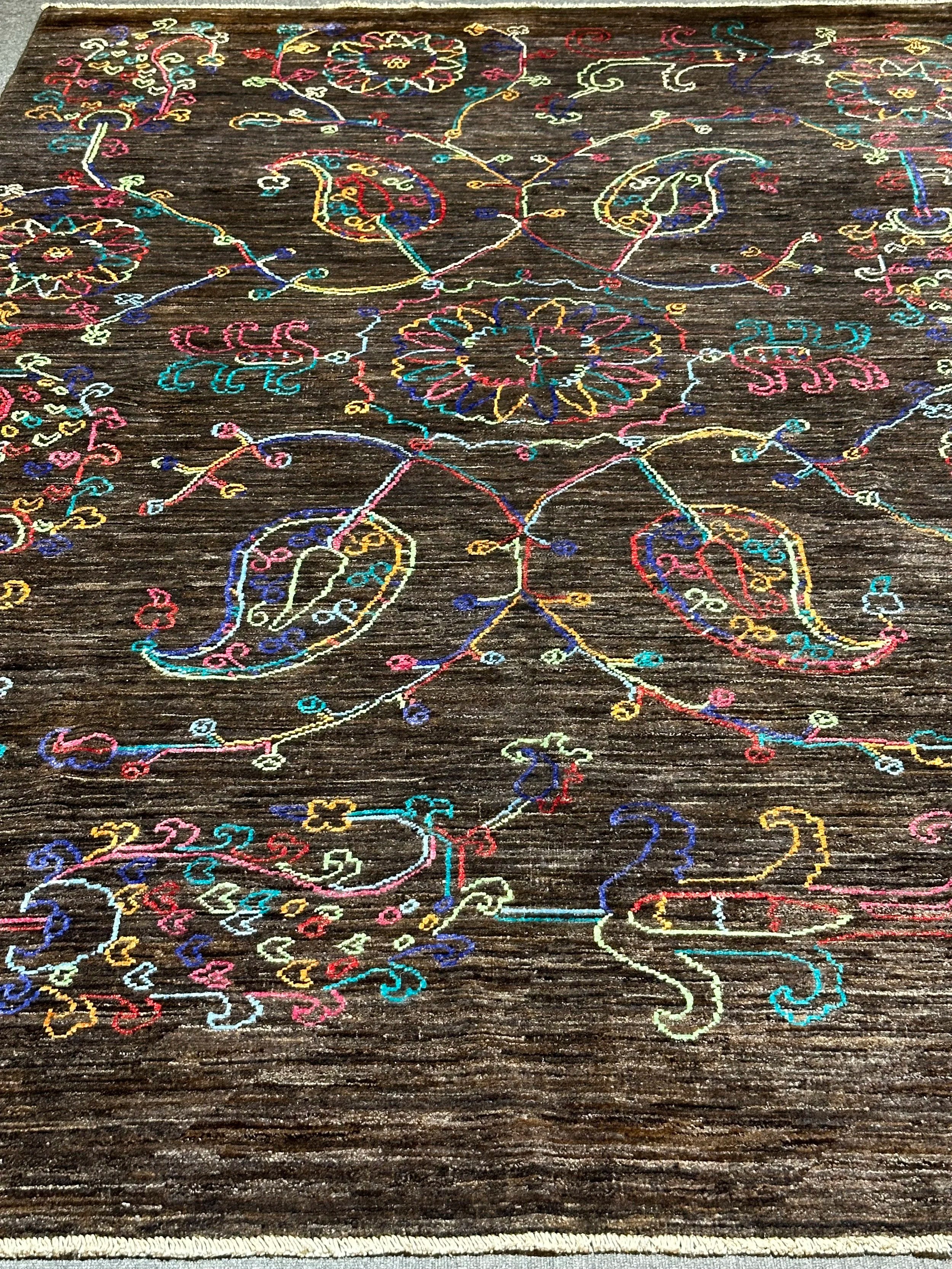 Chob Rang Afghan Modern Hand Knotted Rug 250x169cm
