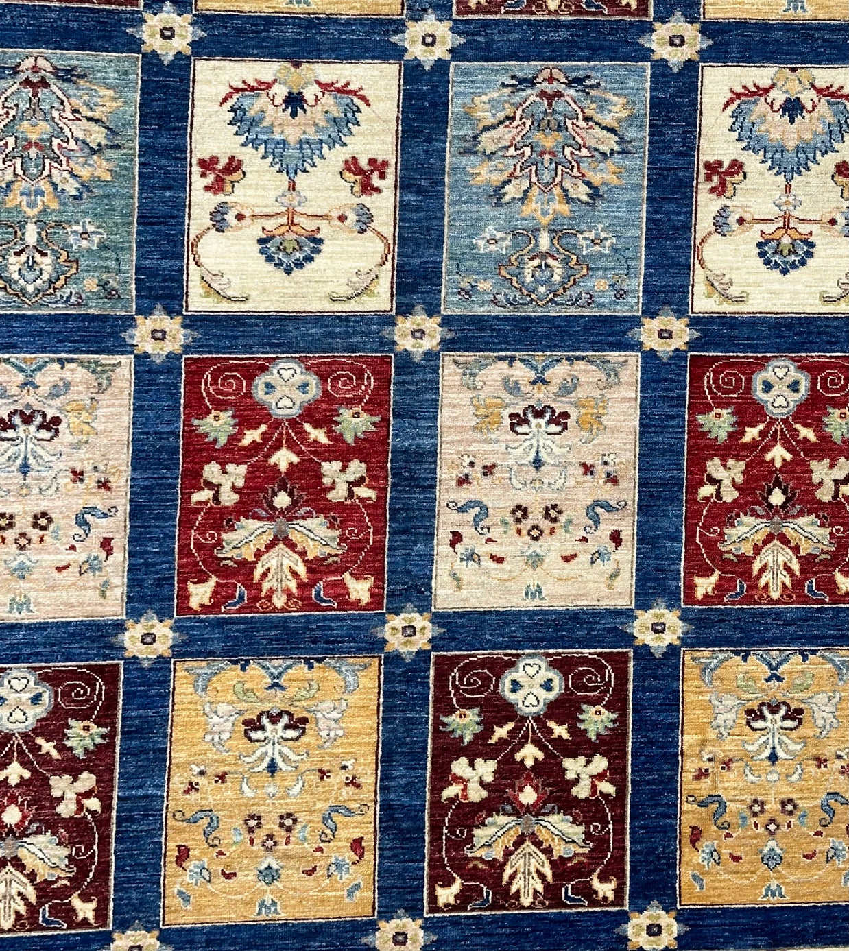 Chob Rang Afghan Modern Wool Hand Knotted Rug 225x162cm