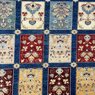 Chob Rang Afghan Modern Wool Hand Knotted Rug 225x162cm