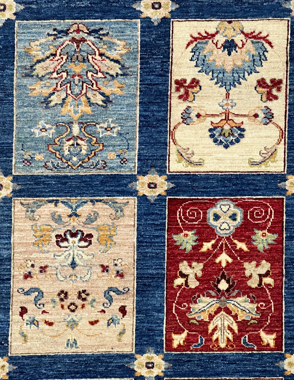 Chob Rang Afghan Modern Wool Hand Knotted Rug 225x162cm