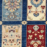 Chob Rang Afghan Modern Wool Hand Knotted Rug 225x162cm