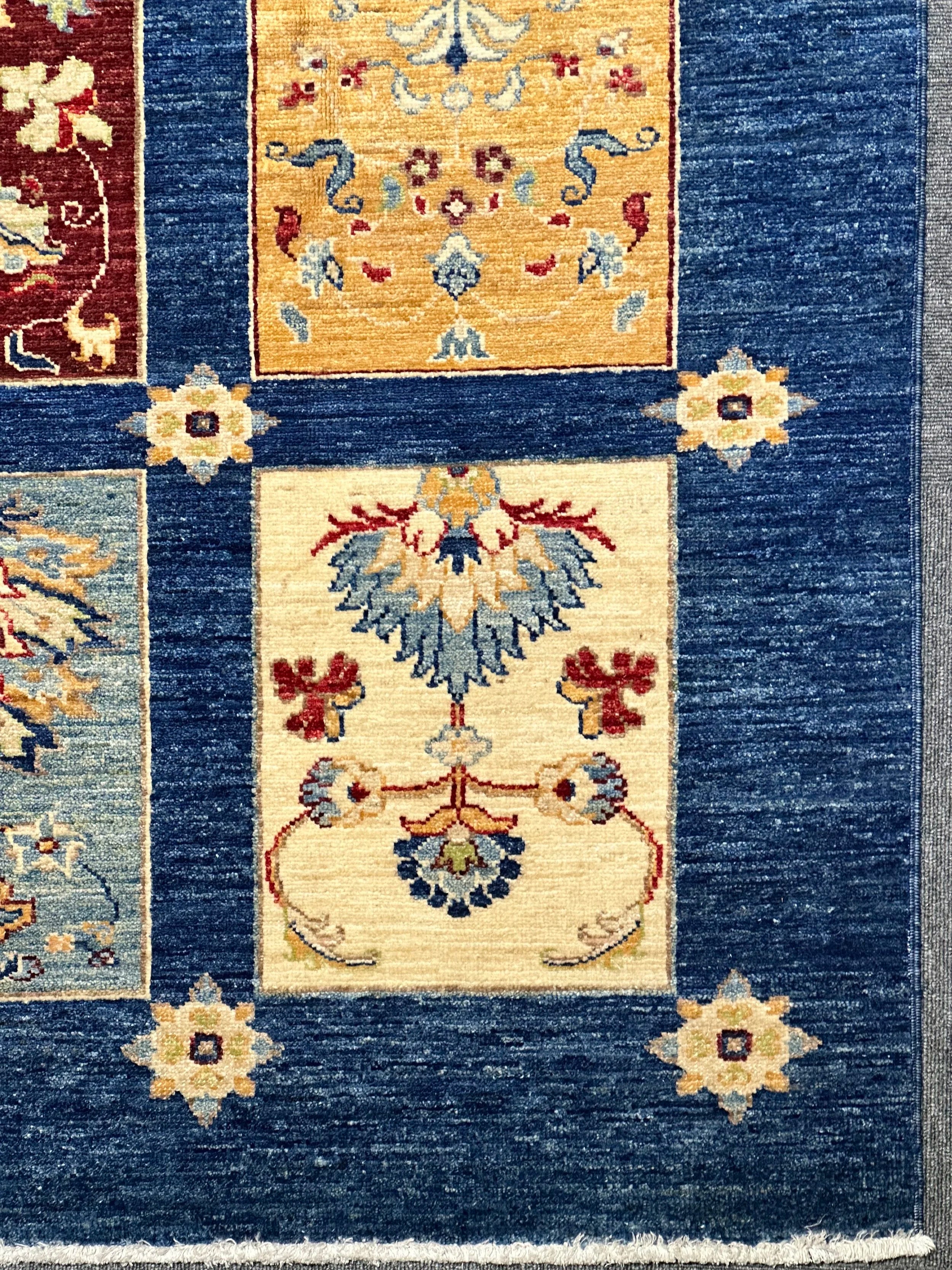 Chob Rang Afghan Modern Wool Hand Knotted Rug 225x162cm