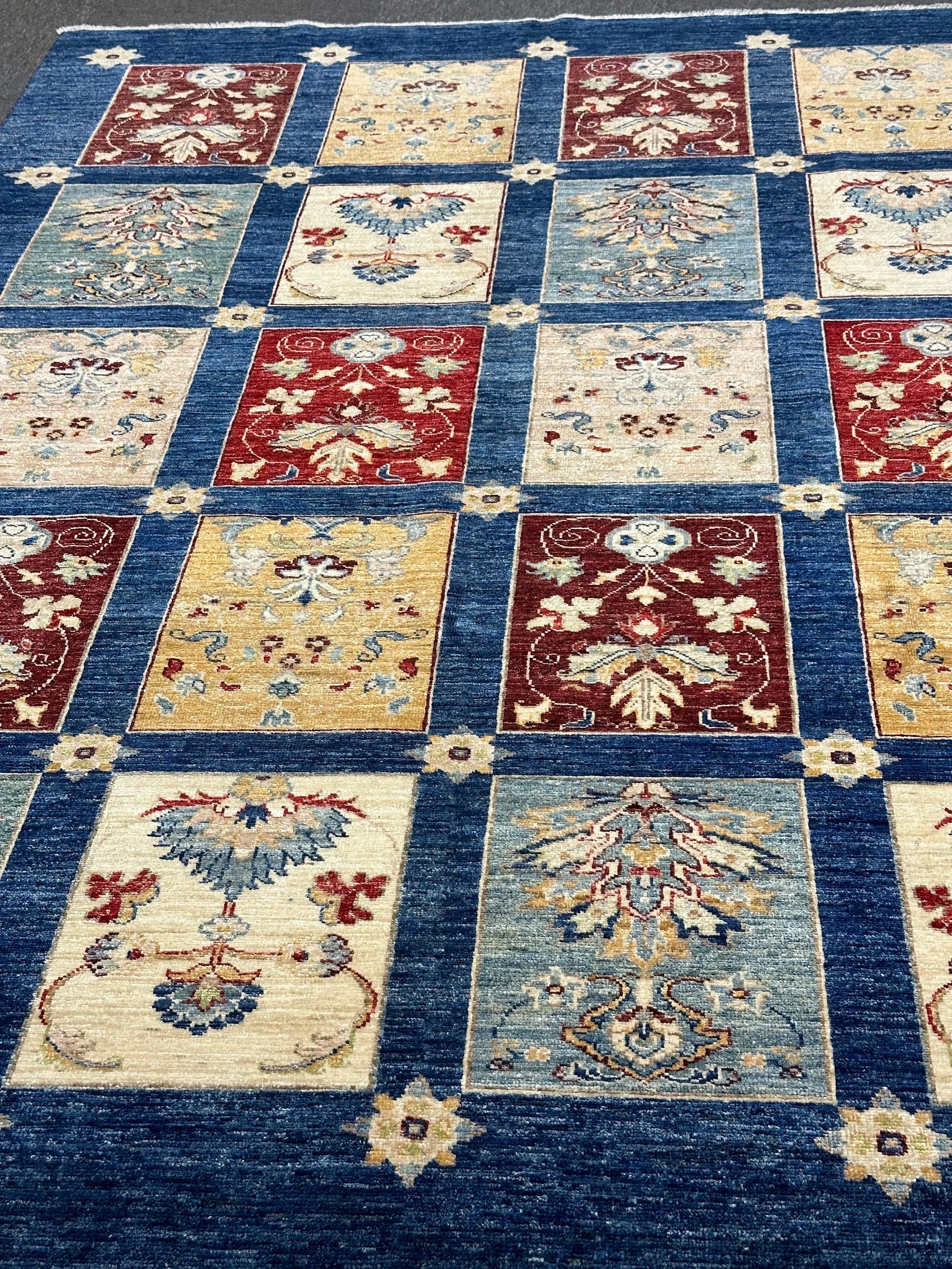 Chob Rang Afghan Modern Wool Hand Knotted Rug 225x162cm