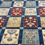 Chob Rang Afghan Modern Wool Hand Knotted Rug 225x162cm