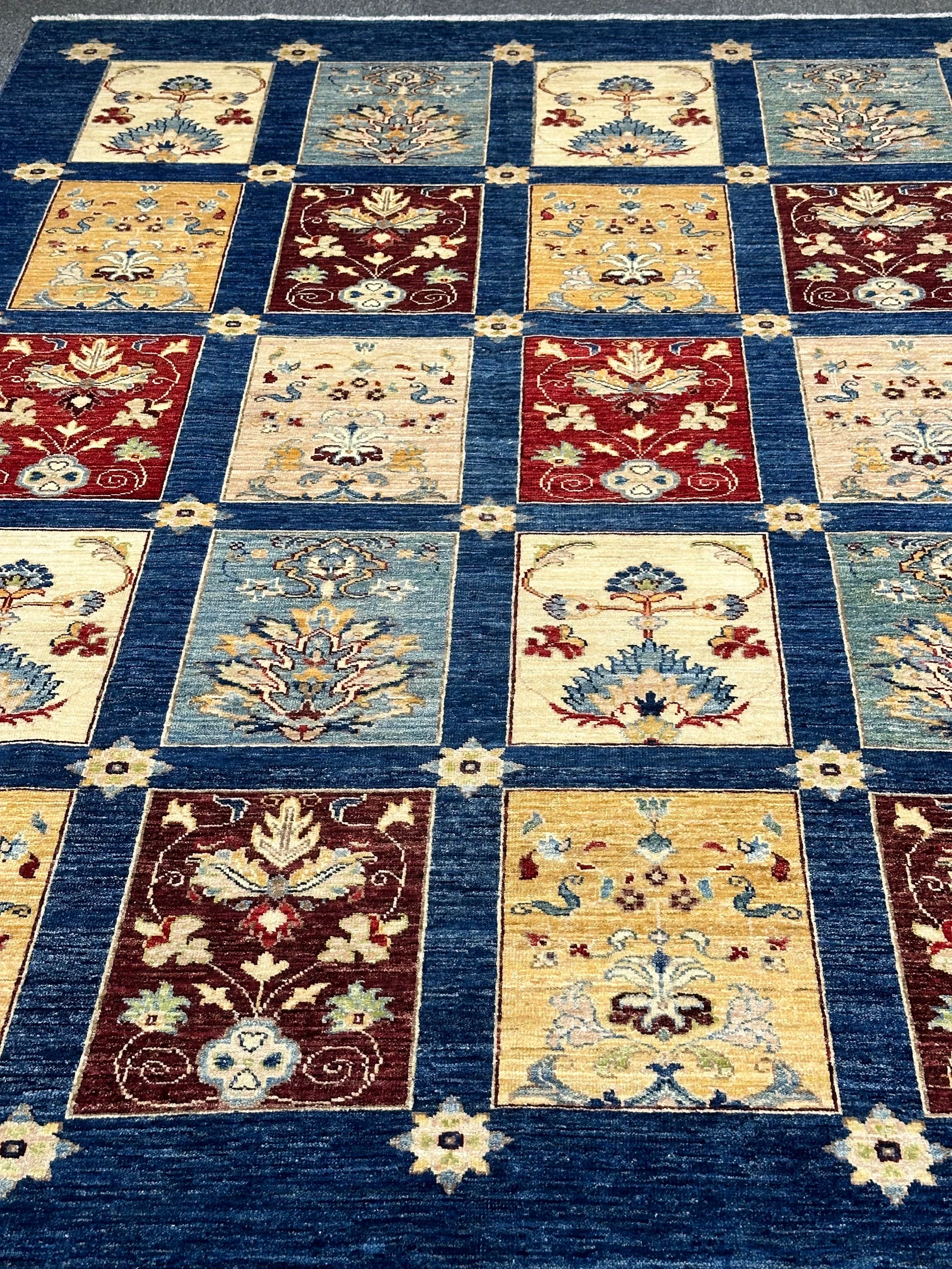 Chob Rang Afghan Modern Wool Hand Knotted Rug 225x162cm
