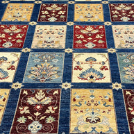 Chob Rang Afghan Modern Wool Hand Knotted Rug 225x162cm