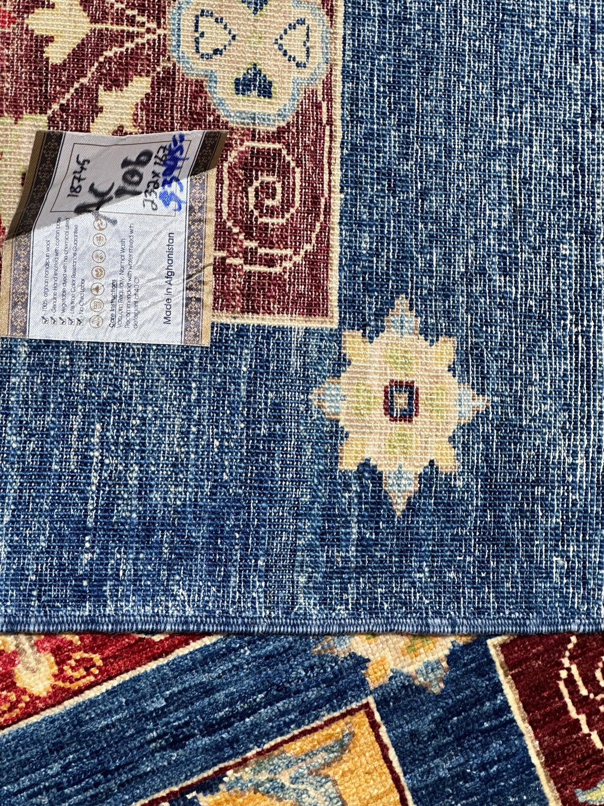 Chob Rang Afghan Modern Wool Hand Knotted Rug 225x162cm