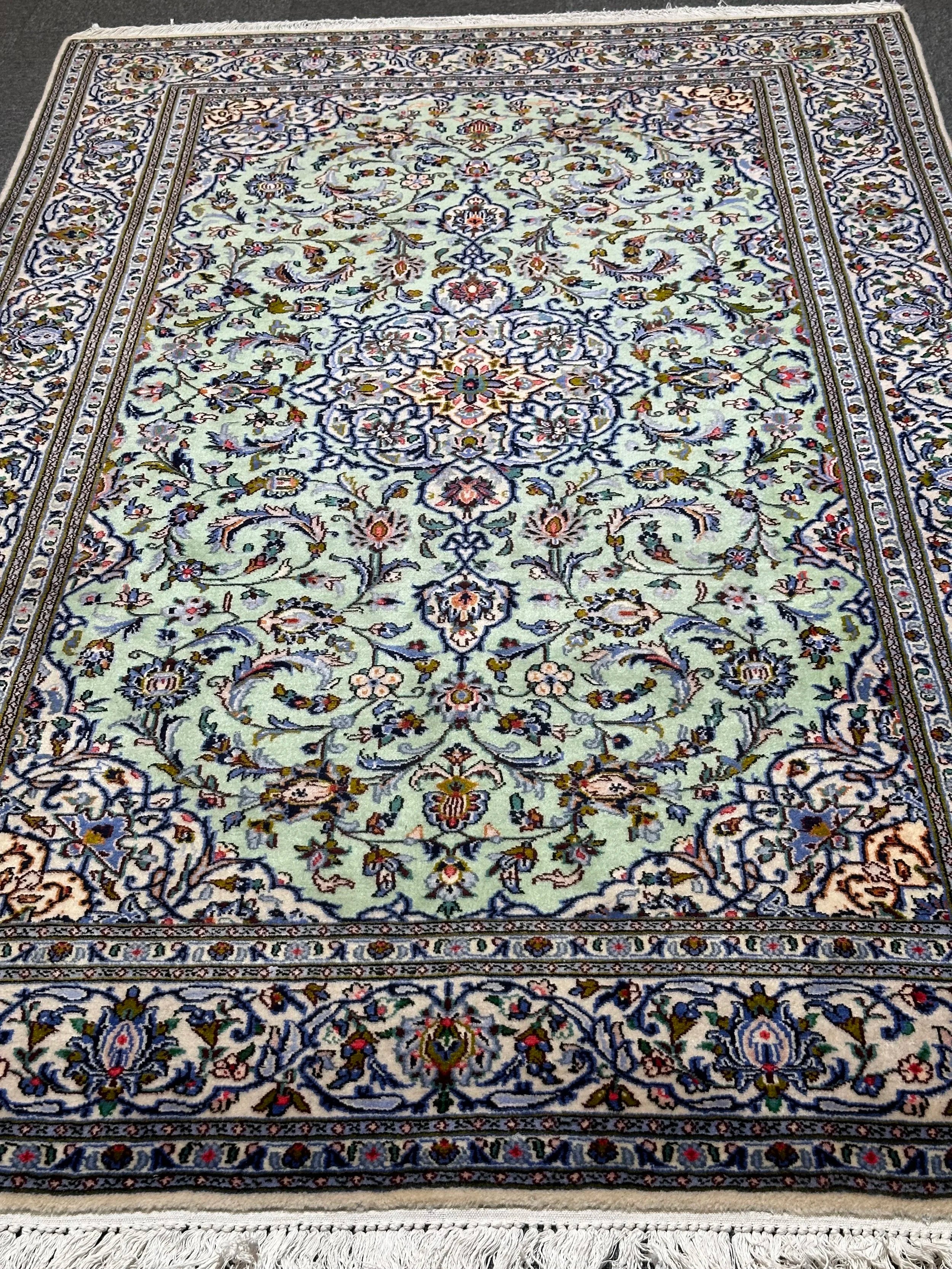 Persian Kashan Pure Wool pile Hand Knotted Rug 247x157cm