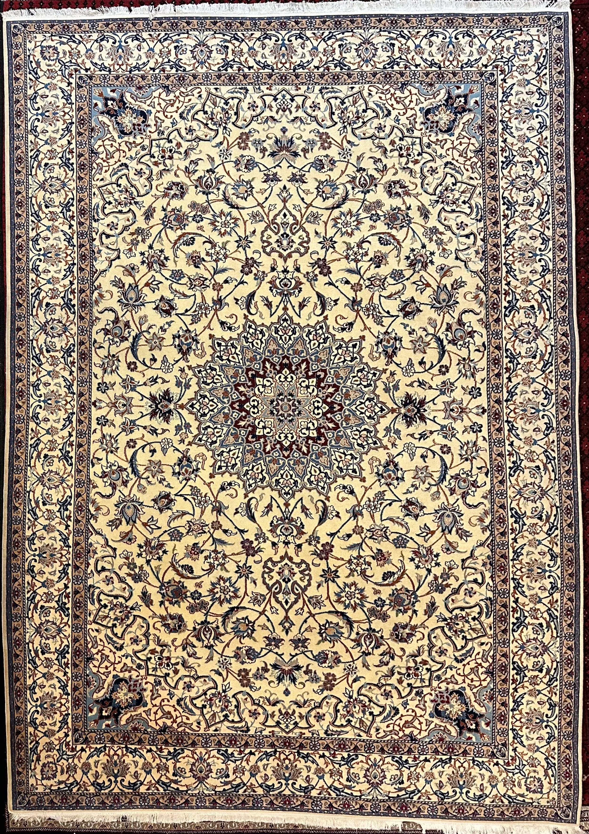 Persian habibyan Nain finely Knotted Handmade pure wool with silk Highlights 325cmx227cm