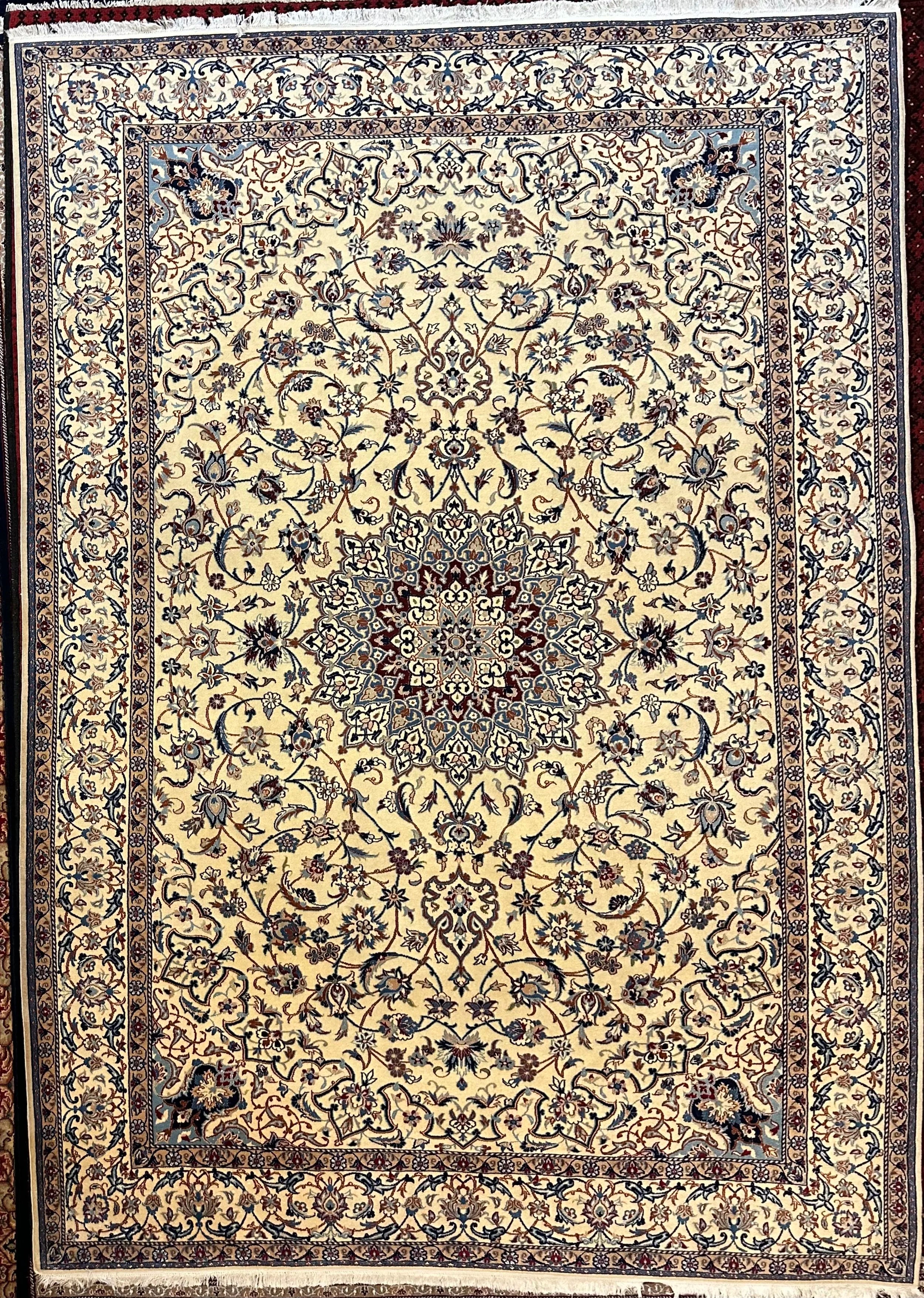 Persian habibyan Nain finely Knotted Handmade pure wool with silk Highlights 325cmx227cm