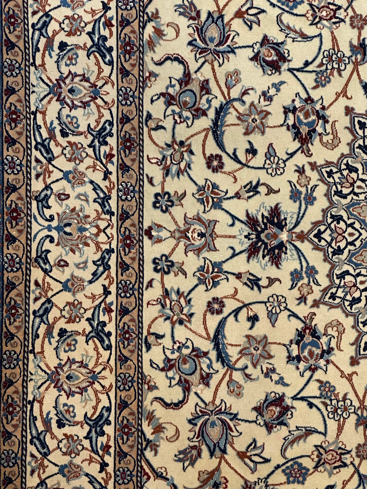 Persian habibyan Nain finely Knotted Handmade pure wool with silk Highlights 325cmx227cm