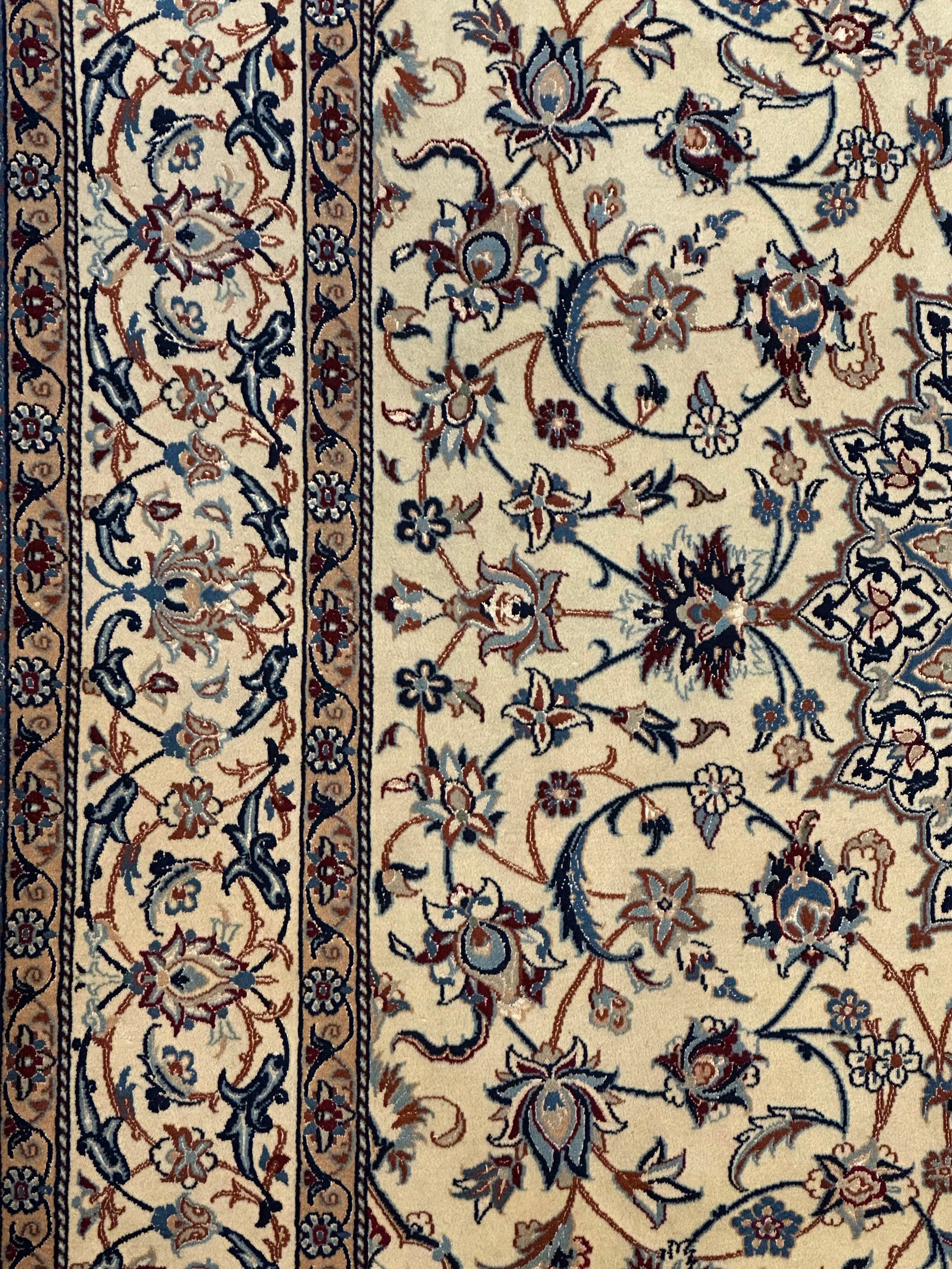 Persian habibyan Nain finely Knotted Handmade pure wool with silk Highlights 325cmx227cm