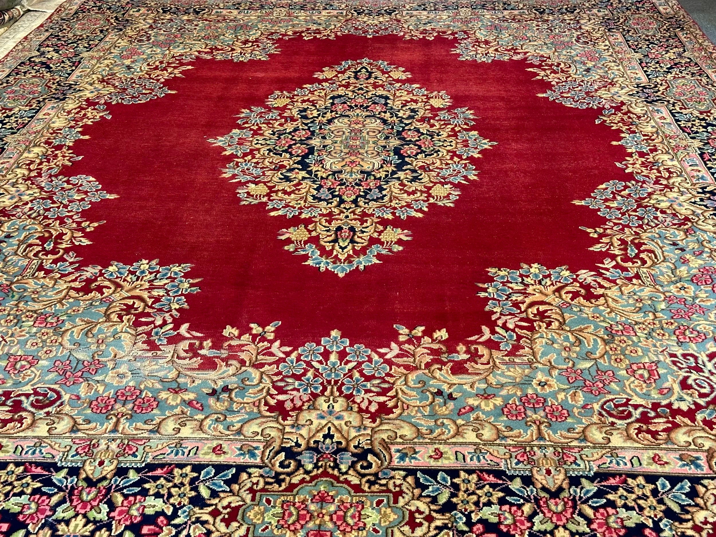 Old Persian Kirman Pure wool pile Hand knotted 394cm x 292cm