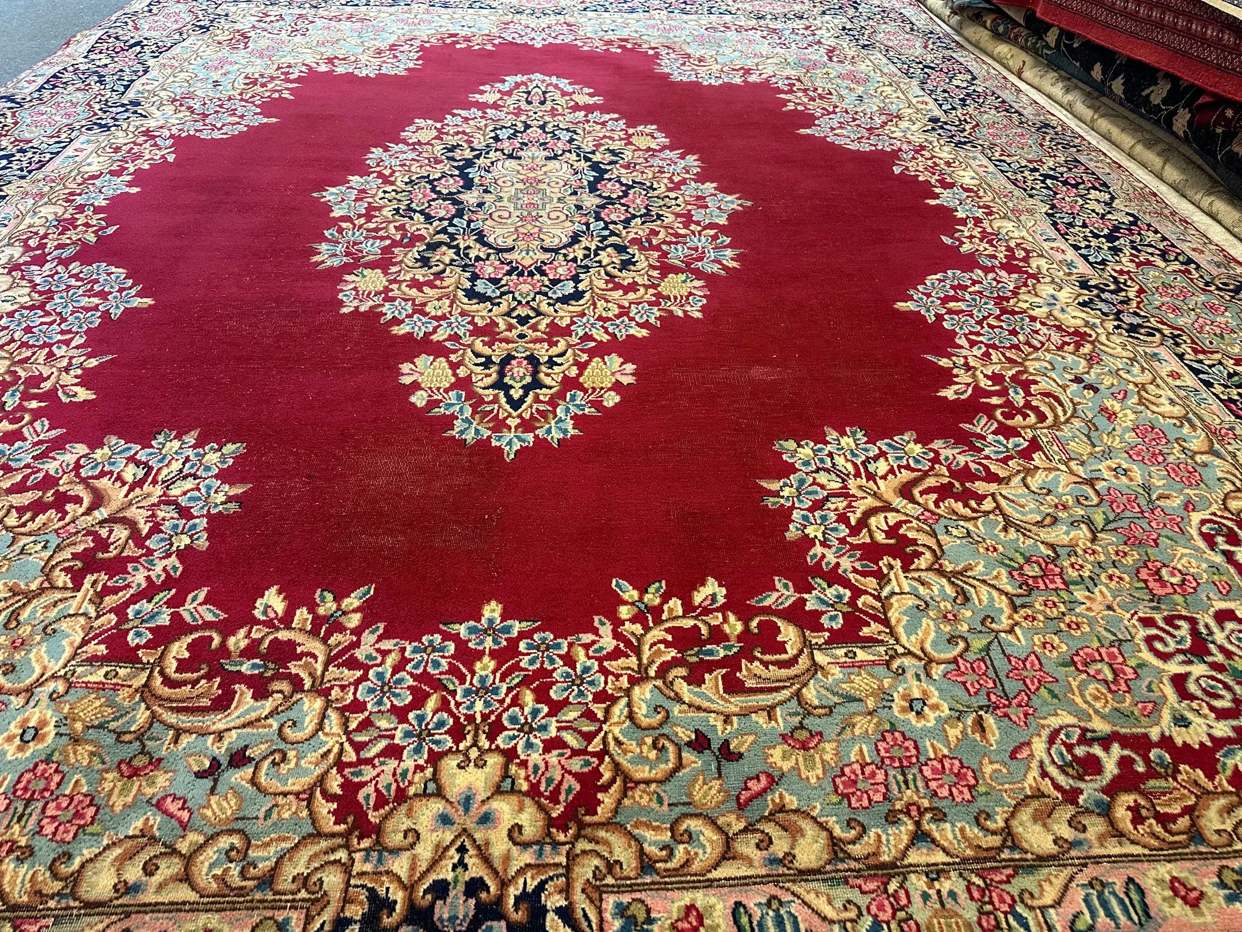 Old Persian Kirman Pure wool pile Hand knotted 394cm x 292cm