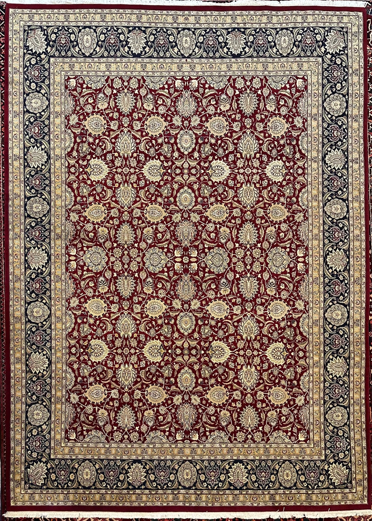 Very fine Kashmiri wool hand knotted rug 346cm x 246cm