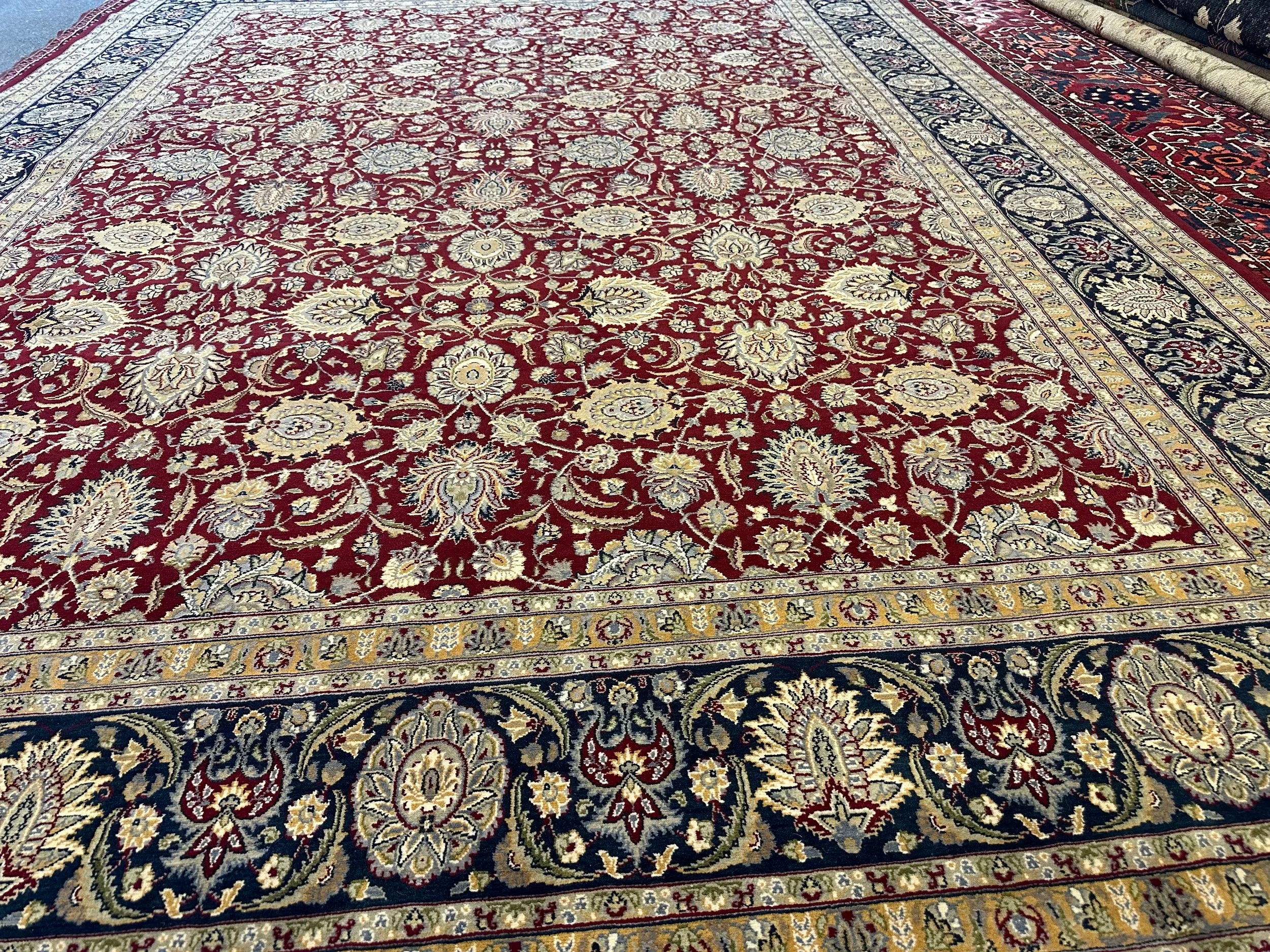 Very fine Kashmiri wool hand knotted rug 346cm x 246cm