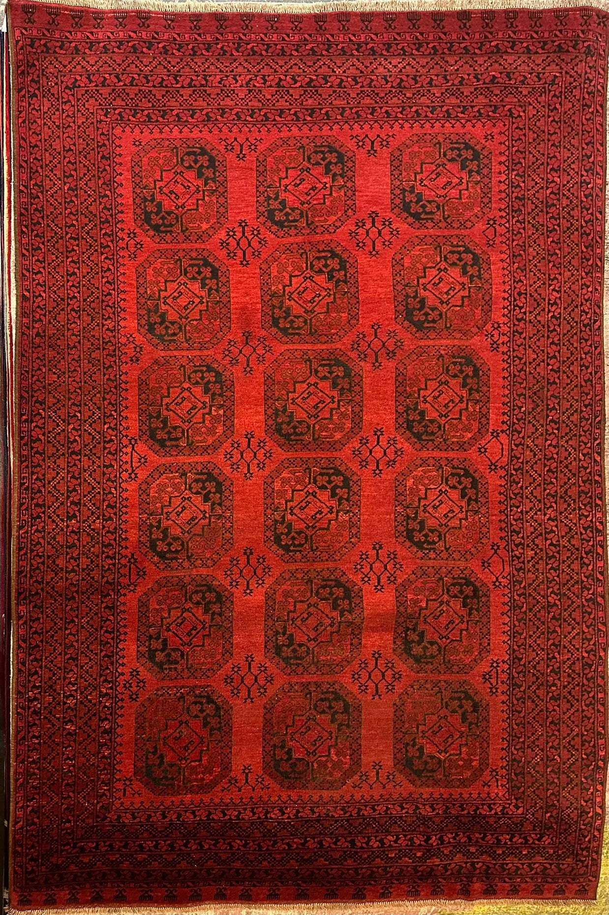 Semi antique Beshir Turkman Afghan Hand knotted Rug 342x222cm