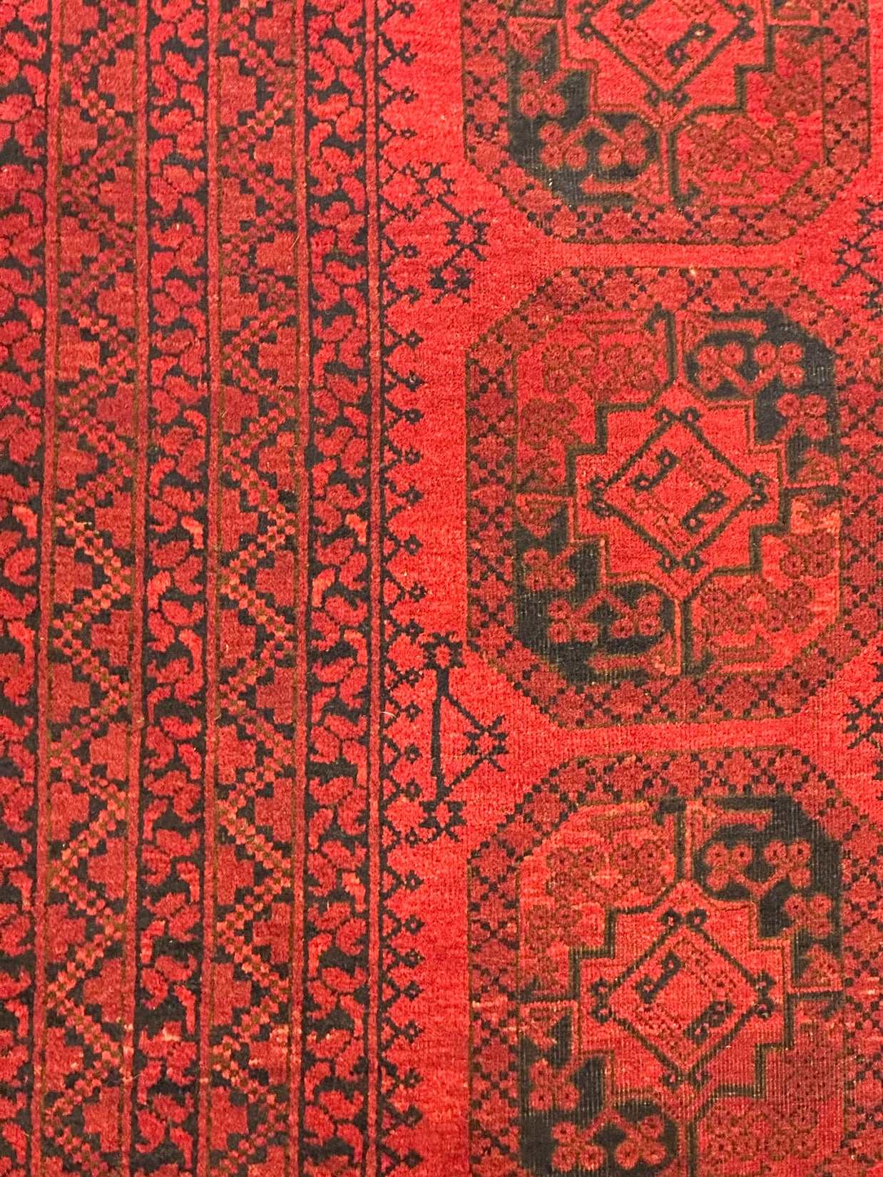 Semi antique Beshir Turkman Afghan Hand knotted Rug 342x222cm