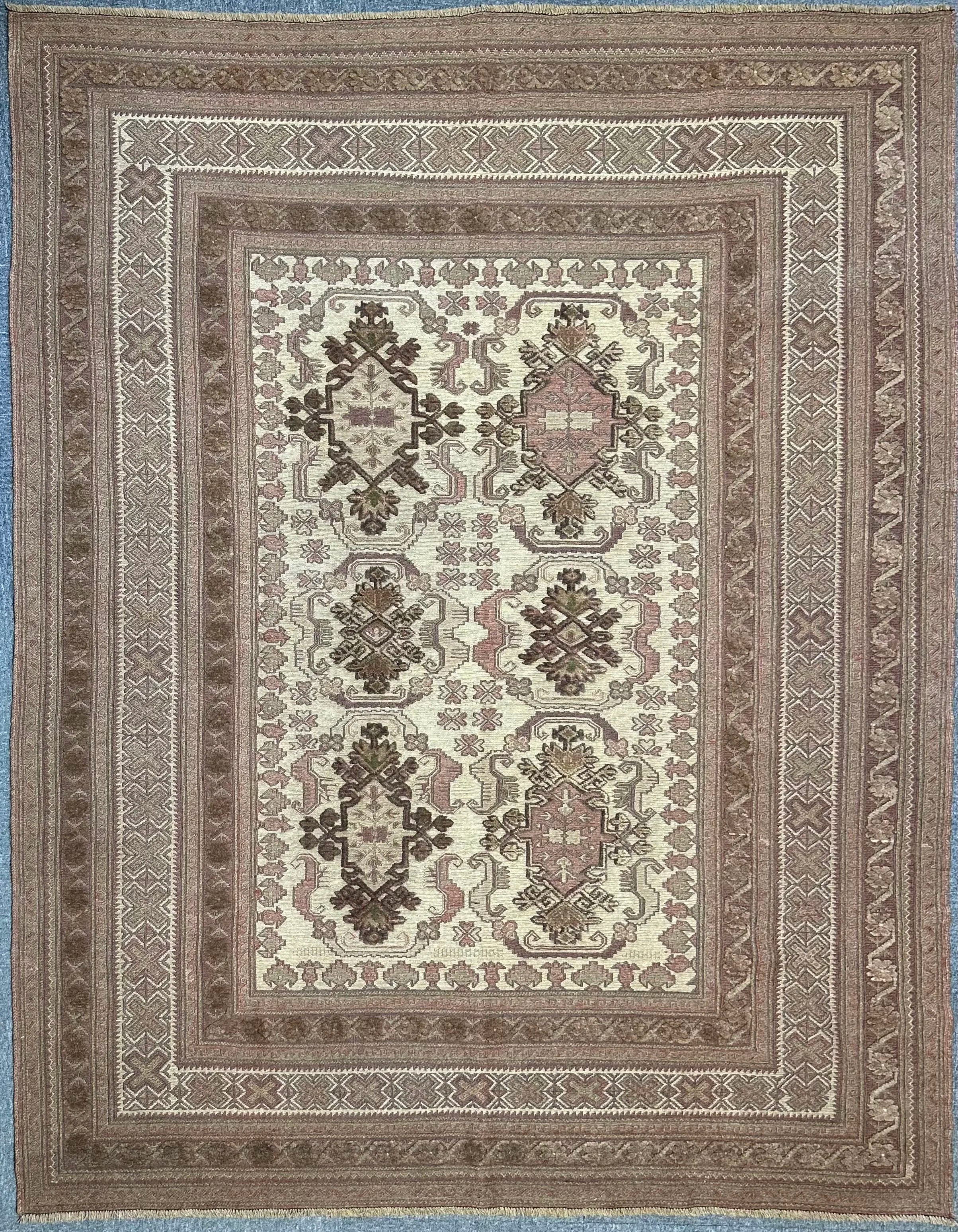 Tribal Bergista Afghan Natural dye colour pure wool hand knotted 250cm X 196cm