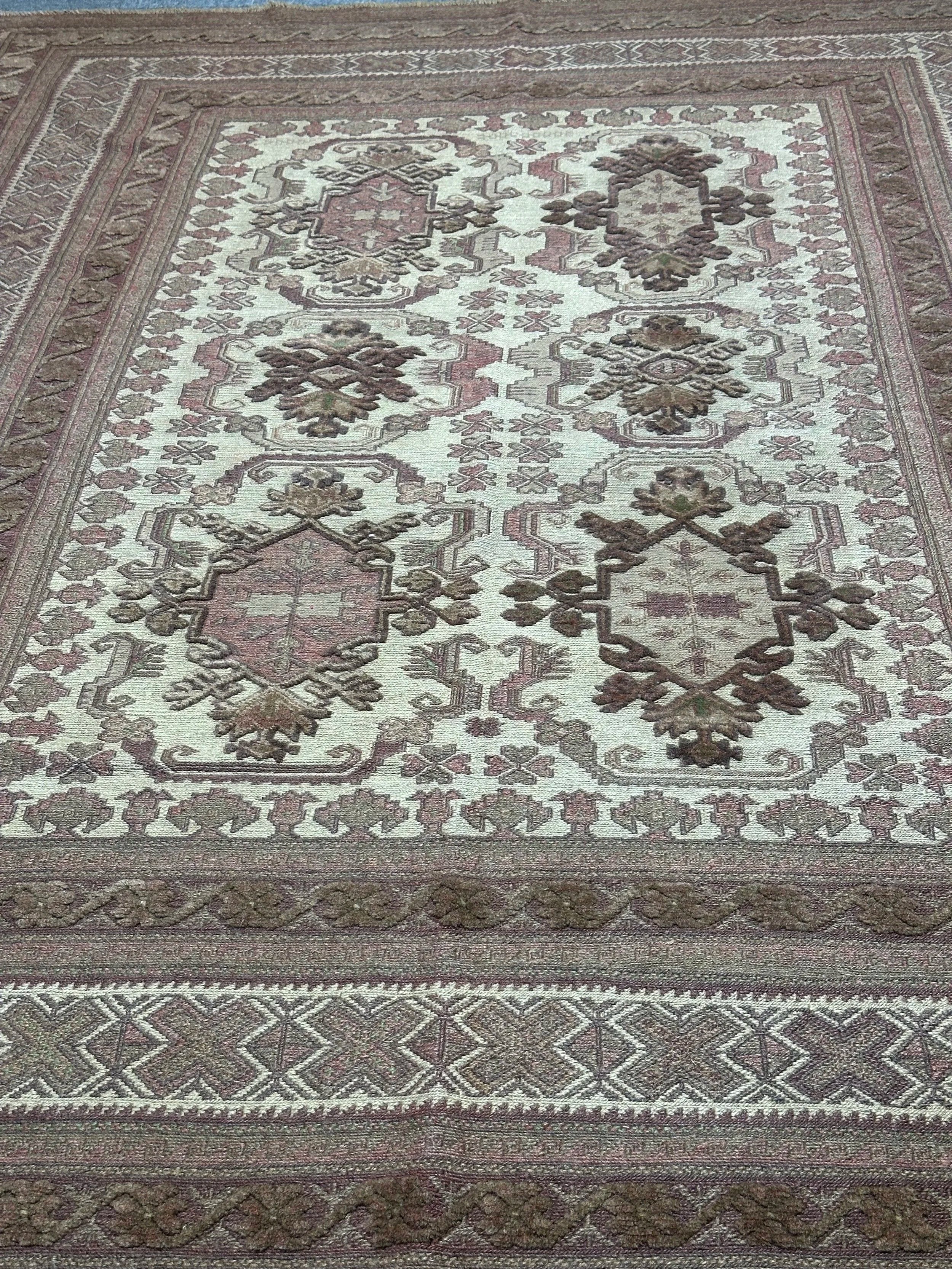Tribal Bergista Afghan Natural dye colour pure wool hand knotted 250cm X 196cm