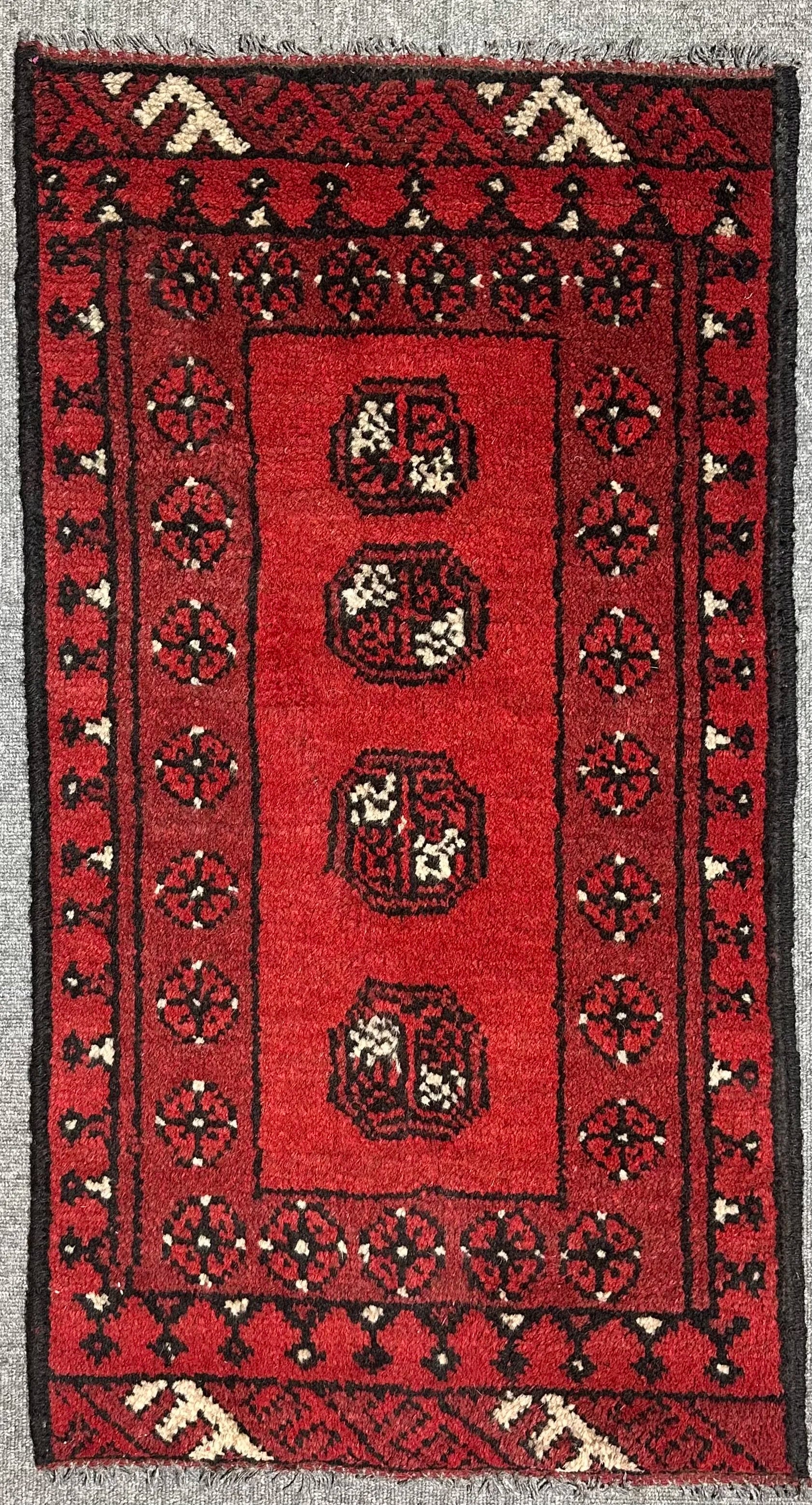 Afghan Tourkman 90x50cm Pure wool pile Hand Knotted Rug