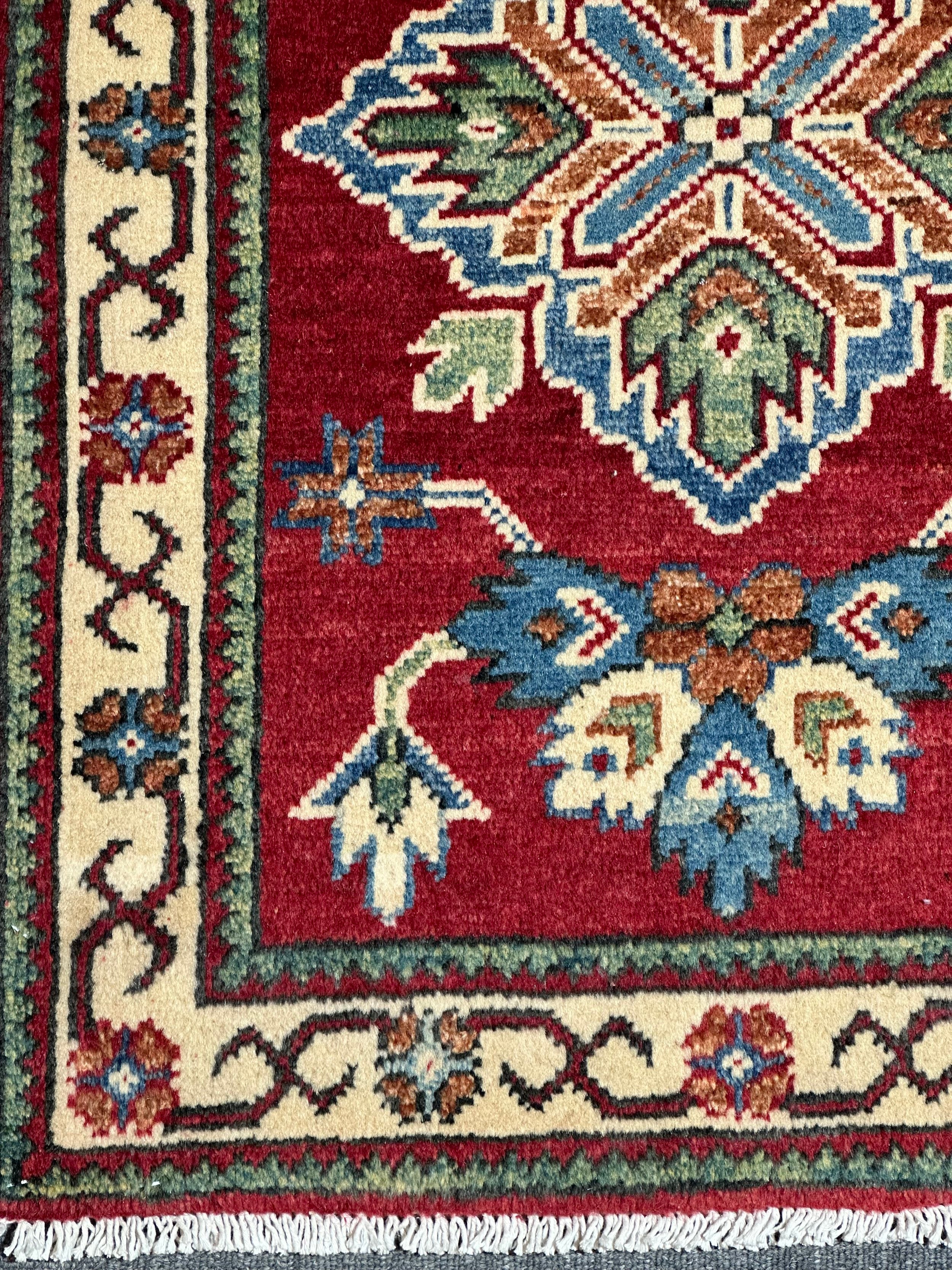 Afghan Kazak Natural Dye Pure wool Pile Hand Knotted Rug